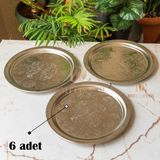 Dmt Copper Home 430 Kalite Krom Çelik 6 Adet Tepsi 24 cm – Fırına Uygun, Osmanlı Motifli, Kebap & Restoran Sunum Tepsisi - 1,1 ml