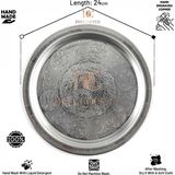 Dmt Copper Home 430 Kalite Krom Çelik 9 Adet Tepsi 24 cm – Fırına Uygun, Osmanlı Motifli, Kebap & Restoran Sunum Tepsisi - 1,5 ml