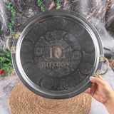 Dmt Copper Home 430 Kalite Krom Çelik Kulplu Tepsi 35 cm – Fırına Uygun, Osmanlı Motifli, Kebap & Restoran Sunum Tepsisi - 10 ml