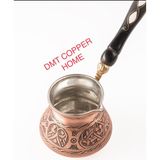 Dmt Copper Home 6 Kişilik Bakır El Ağır İşlemeli Sedef Kulplu Türk Kahve Cezvesi Kalay Kaplama