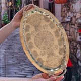 Dmt Copper Home Dmt Gaziantep Bakır 34,5 cm Osmanlı El Işi Sunum Tepsi Kına Tepsisi 34.5CMX21.5CM - 1 lt