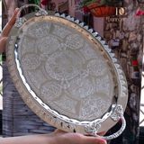 Dmt Copper Home Dmt Gaziantep Bakır 42,5 cm Osmanlı El Işi Sunum Tepsi Kına Tepsisi 42.5CMX28CM - 0 - 3 L