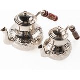 Dmt Copper Home Dmt Gaziantep Bakır Çaydanlık Takımı Ağır El Zımbası Alt:12 cm Üst:8,5cm Toplam:1,3lt Ahşap Kulp