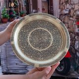 Dmt Copper Home Dmt Gaziantep Sarı Bakır 25 cm Osmanlı El Işi Sunum Gold Tepsi Kına Tepsisi 25 cm - 0 - 249 ml