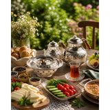 Dmt Copper Home El Yapımı Bakır Balkon Sefalı Gümüş Büyük Boy Çaydanlık Takımı – Büyük Boy 2 Katlı Semaver Tipi Çaydanlık – Alt Demlik 1,8 L / Üst Demlik 0,9 L – Gaziantep Üretimi
