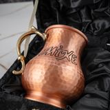 DMT COPPER HOME El Yapımı Dövme Bakır Kupa, Kişiye Özel İsim Yazılı, 360ml Kapasiteli, 10.5cm Yükseklik, Altın Renkli Saplı, Saf Bakır