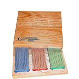 DMT Elmas bileme taşı, kutu içinde sert ahşap, 15,2 cm / 6 inç, 3 tanecikli 3 bileme taşından oluşan set, W6EFC