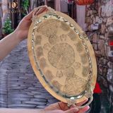 Dmt Gaziantep Bakır 34,5 Cm Osmanlı El İşi Sunum Tepsi Kına Tepsisi 34.5Cmx21.5cm