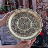 Dmt Gaziantep Sarı Bakır 25 Cm Osmanlı El İşi Sunum Gold Tepsi Kına Tepsisi 25 Cm