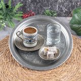 DMTCOPPER Servis Sunum Tepsisi, 3 adet Gümüş, 430 Kalite Krom Çelik, 20 cm, Fırına Uygun, El İşçiliği, Türk Kahvesi ve Kebap Sunumu, 3 Adet