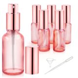 DMuuuDM 6'lı Paket 28 g Pembe Cam Sprey Şişeleri, Boş Parfüm İnce Sis Püskürtücü, Gül Altın Pompa Başlığı Seyahat Sıvı Tutucu Köln, Uçucu Yağlar, Vücut Spreyleri için Kaplar