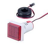 DMWD Amp Voltaj Ölçer, 22 mm Kare Çift Ekran Paneli Voltmetre Ampermetre AC 0-100A 60-500V Metre Gösterge LED Ekran Voltmetre, Voltaj Test Cihazı Akım Dedektörü (Kırmızı)