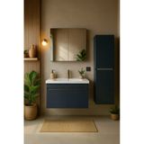 Dmz Home Arista 80 Cm Antrasit Renkli Mdf, Seramik Lavabolu Alt - Üst Ve Boy Dolaplı, Banyo Dolabı Seti