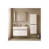 Dmz Home Arista 80Cm Beyaz Renkli Mdf, Seramik Lavabolu, Alt - Üst Ve Boy Dolaplı, Banyo Dolabı Seti