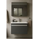 Dmz Home Concept Arista 80 Cm Antrasit Renkli Mdf, Seramik Lavabolu, Alt Ve Üst Dolaplı, Banyo Dolabı Takımı Gri