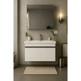 Dmz Home Concept Arista 80cm Beyaz Renkli Mdf, Seramik Lavabolu, Alt Ve Üst Dolaplı, Üst Aynalı, Banyo Dolabı Takımı