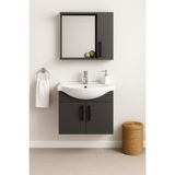 DMZ Home Concept Lacrime 65 cm Banyo Dolabı Takımı – Tamamı MDF - Beyaz – Oval Seramik Lavabolu