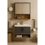 Dmz Home Concept Legna 80 Cm Antrasit ve Ahşap Banyo Dolabı Takımı – Alt Ve Üst Dolap (lavabo Dahil) Çok Renkli