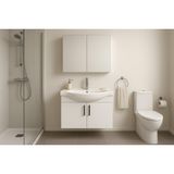 DMZ Home Concept Nova 80 cm %100 Mdf Beyaz Renkli, Oval Seramik Lavabolu, Banyo Dolabı Takımı – Aynalı Üst Modül, Yavaş Kapanır Menteşe