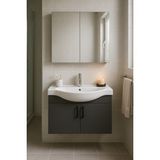 DMZ Home Concept Nova 80 cm Banyo Dolabı Takımı – Tamamı MDF - Antrasit renkli – Oval Seramik Lavabolu – Aynalı Üst Modüllü