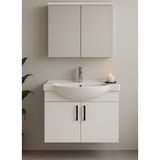 DMZ Home Concept Nova 80 cm Banyo Dolabı Takımı – Tamamı MDF - Beyaz renkli – Oval Seramik Lavabolu – Aynalı Üst Modüllü