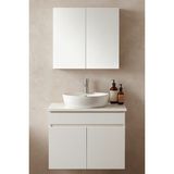 Dmz Home Concept Oval 42 cm Çanak Lavabolu, Tamamı Mdf, Beyaz Renkli, Aynalı Üst Dolaplı Banyo Dolabı Takımı