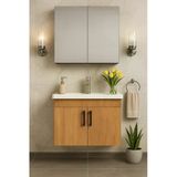 Dmz Home Liventa 65 Cm, Ahşap Renkli, Tamamı Mdf, Seramik Lavabolu, Aynalı, Alt Ve Üst Dolaplı, Banyo Dolabı Takımı