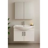 Dmz Home Nova 80 Cm, Tamamı Mdf, Beyaz Renkli, Oval Seramik Lavabolu, Aynalı, Alt Ve Üst Dolaplı, Banyo Dolabı Takımı