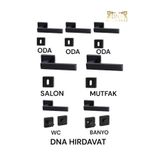 DNA HIRDAVAT Siyah Kare Rozetli Kapı Kolu Seti ( 3+1 Daire )