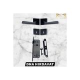 DNA HIRDAVAT Siyah Kare Rozetli Prizma ODA Kapı Kol Kilit Set (1 takım kapı kolu ve 1 takım kapı kilidi)
