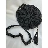 Dna Moda Makaron Çanta / Hasır Çanta / Bohem Çanta / El Örgüsü Hasır Çanta / Kağıt Ip Çanta - Standart - Siyah