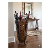 DNC Art&Deco Otantik El Oyması Ahşap Ferforje Şemsiyelik - Dekoratif Antre ve Giriş Aksesuarı 55cm