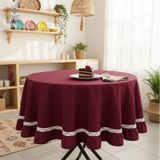 Dnc Home Tekstil Premium Keten Bordo Yuvarlak Fırfırlı Özel Seri Masa Örtüsü Bordo