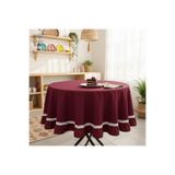 DNC home tekstil Premium Keten Bordo Yuvarlak Fırfırlı Özel Seri Masa Örtüsü