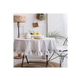 DNC home tekstil Premium Keten Pöti Kare Yuvarlak Fırfırlı Masa Örtüsü