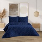 D'niss Home Iskandinav Eva 3 Parça Çift Kişilik Yatak Örtüsü - Lacivert - 240 x 250 cm