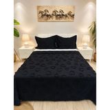 D'niss Home Kalp Desen 3 Parça Çift Kişilik Yatak Örtüsü - Siyah - 240 x 250 cm