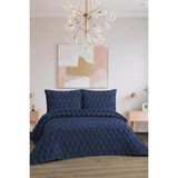D'niss Home Petek Desenli 3 Parça Çift Kişilik Yatak Örtüsü - Lacivert - 240 x 250 cm