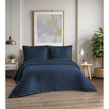 D'niss Home Zikzak 3 Parça Çift Kişilik Yatak Örtüsü - Lacivert - 240 x 250 cm