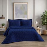 D'Niss Home Zikzak Desenli Çift Kişilik Yatak Örtüsü, Lacivert, 240x250 cm, 3 Parça, Pamuk Polyester Karışımı