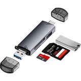 DNR Bilişim 6 In 1 Otg Çok Fonksiyonlu Kart Okuyucu Type C/ Micro USB 3.0 Sd Tf Kart 6'sı 1 Arada Adaptör Hızlı Aktarım6 - Gri