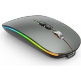 DNR Bilişim Bluetooth/kablosuz LED Işıklı Şarj Edilebilir Mouse Pc Gaming Kablosuz Macbook iPad Laptop Telefon - Gri - Bej