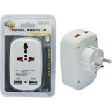 DNR Bilişim Seyahat Priz Çevirici Adaptör Türkiye Avrupa F Tipi Giriş Yabancı Prizlere Dönüştürücü 2 Usb'li - 1 Adet - Beyaz