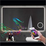 Dnr-Mirror50x65 Cm Bluetoothlu Buğu Yapmayan Makyaj Aynalı Dokunmatik Beyaz Ledli Dikdörtgen Banyo Aynası