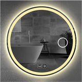 Dnr-MirrorDnr-Mirror 70 cm Buğu Yapmayan Dokunmatik Tuşlu Makyaj Aynalı Kumlamalı Günışığı Ledli Yuvarlak Banyo Aynası