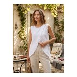 DNRYSL Kadın %100 Pamuk Müslin Asimetrik Kesim Bluz - Standart Beden (34-40 Uyumlu)