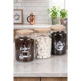 DNS Home 3'lü 800 ml Bambu Sızdırmaz Kapaklı Lüks Şeffaf Etiketli Çay Şeker Kahve Saklama Kabı Kavanoz Seti