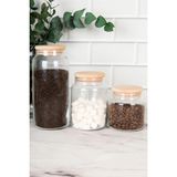 DNS Home 3'lü Ahşap Vakum Kapaklı Cam Kavanoz Saklama Kabı Baharatlık 1300 ml + 800 ml + 500 ml