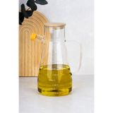 dnshome 1 Adet Bambu Vakum Kapaklı Borosilikat Cam Yağlık Sirkelik Masterchef Yağdanlık 900 ml