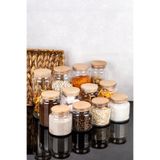 dnshome 12'li Cam Kavanoz Seti Ahşap Vakum Kapaklı Bakliyat Seti Saklama Kabı 1300-800-500 ml
